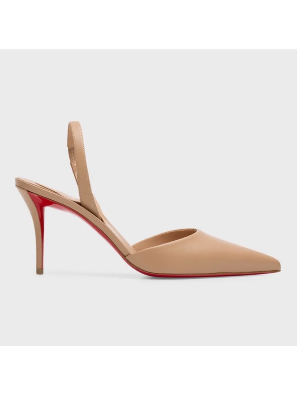 Christian Louboutin apostropha Beige Pointed-Toe Slingback Pump